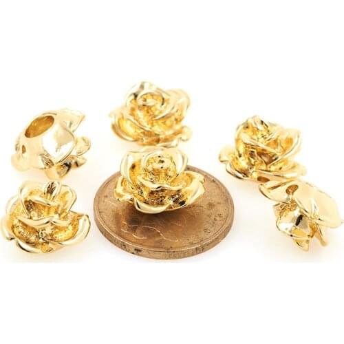 3D Rose Flower Connector Fashionable And Exquisite Gilded Brass Plant Charm DIY Jewelry Connectors For Necklace Bracelet