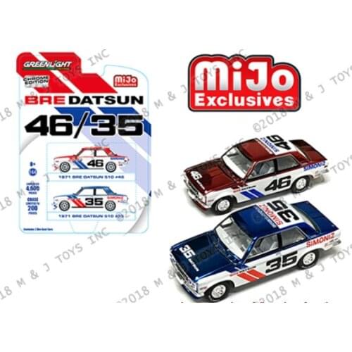 Greenlight cars 1/64 BRE 1971 BRE Datsun 510 #46 rare MIJO Both engines set Collector Edition Metal Diecast Model Cars