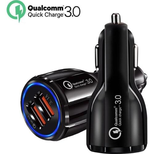 Car Charger Quick Charge 3.0 QC 3.0 Fast Charging Adapter Dual USB Car-Charger For iphone Micro USB Type C Cable Phone Chargers