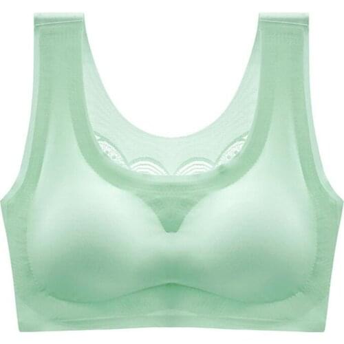 TJ-TianJun 2021New Large Vest Type Rimless Bra Women Sleep Sports Leisure Back Hollow Out Butterfly Underwear Oversize Seamless