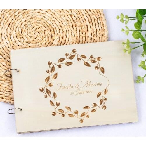 Wooden Guestbook,Floral Wedding Guest Book,Modern Wooden Wedding Guest Book,Modern Guest Book,Personalised Guest Book,Guest Book