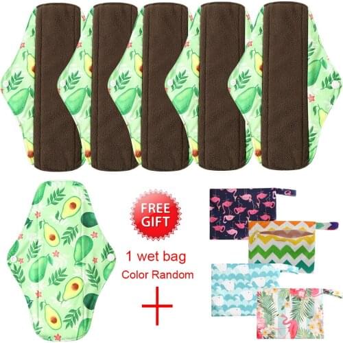 Ohbabyka Sanitary Pads Reusable Washable Cloth Menstrual Pads/Panty Liners with Wet Bag Super-Absorbent,Soft and Comfortable