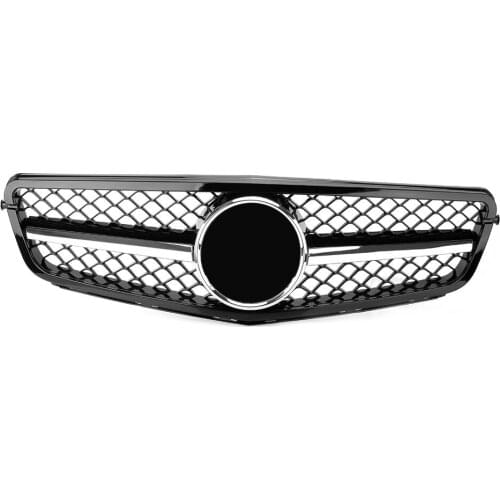 Gloss Black Car Front Bumper Grille Radiator Upper Mesh Grill for Mercedes C-Class Benz W204 C300 C350 2008-2014 Racing Grille