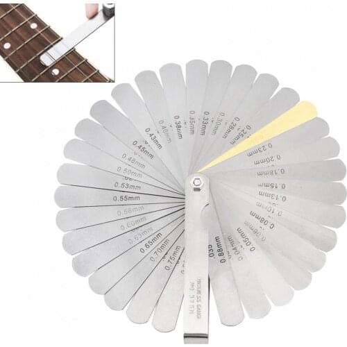 Guitar Tools 32 Blade Guitar Neck Fret Measuring Ruler 0.0015-0.035inch Nut Curl Measurement Guitar Repair Tool