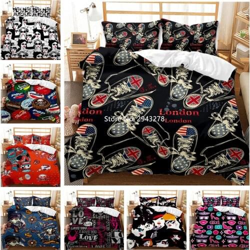 Urban Fashion 3D Printed Bedding Set Comfortable Duvet Covered Pillowcase Bed Home Textile Adult Bedroom Decoration Full Size