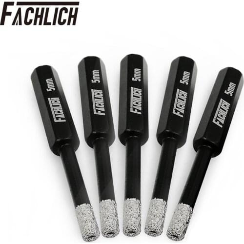 5pcs/set Drilling Core Hole Saw Diamond Drilling Core Bit with Hex Shank Dry Drill Bits for Tile Porcelain 5MM