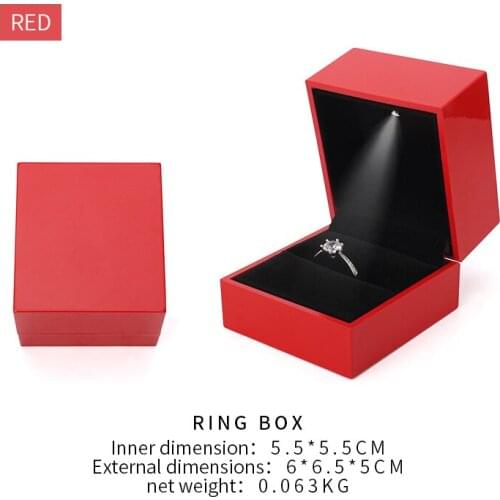 Red Led Female Wedding Diamond Ring Jewelry Display Box For Earring Necklace Bracelet Cases Jewellery Holder For Birthday Gift