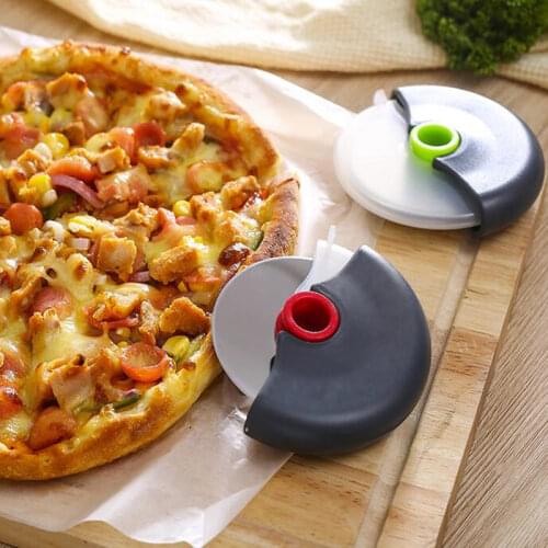 Stainless Steel Round Wheel Cutting Knife for Pizza with Lid Roulette Roller Dough Pizza Slicer Cutter Baking Accessories Tools