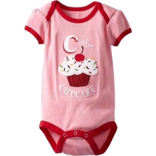 Hooyi Summer pink cake baby girl Bodysuits short sleeve baby girls clothes newborn jumpsuit 100% Cotton