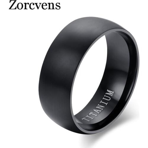 Modyle Fashion Mens Black Titanium Ring Matte Finished Classic Engagement Anel Jewelry For Male Wedding Bands