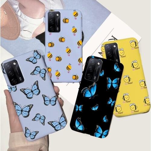 For OPPO A55 5G A15 Phone Case Cute Bee Butterly Pattern Soft Silicone Back Cover For OPPO A15 5G A15s A 55 5G Shockproof Funda