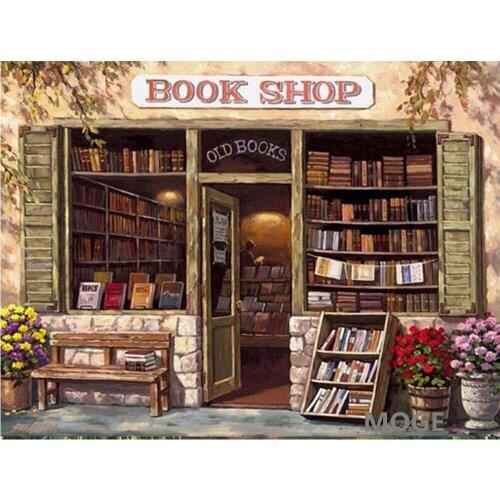 Bookstore flowers DIY Diamond Painting Kit flowers Diamond cross Stitch Rhinestone Mosaic Painting Hall Hanging Murals