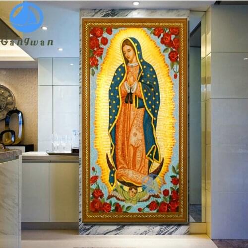 Wall Art Blessed Virgin Mary Christian Tradition diamond Painting full square round drill Portrait Home Decor Living Room decor