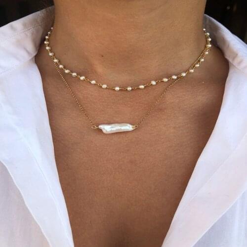 2021 new fashion pearl chain necklace bohemian style ladies simple shaped pearl pendant jewelry a great gift for girls