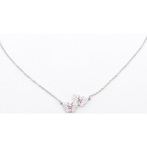 Hot Butterfly Necklace Exquisite Stainless Steel Copper Micro Paved Animal Multicolor Women Fashion Jewelry Gifts 48cm Long,1 PC