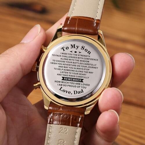 "Dad To My Son Luxury sports watches Engraved Watch To Son I'm Always Here For You "