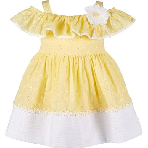 Yatheen Newborn Baby 0-12m Embroidered Eyelet Peasant Dress Infant Casual Cotton Dresses