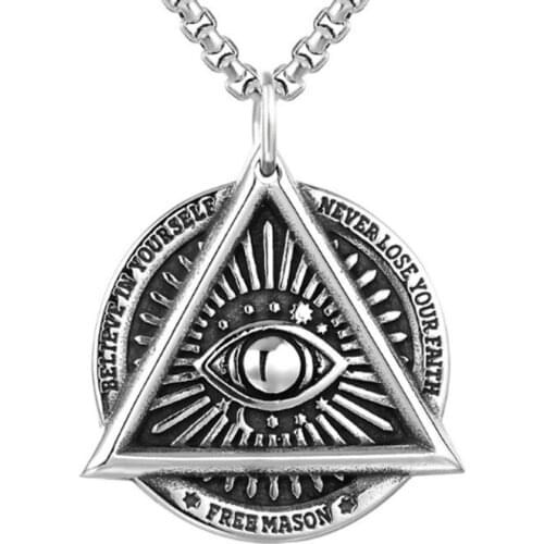 Ancient Freemason Illuminati all seeing eyes Stainless Steel Necklace Pendant