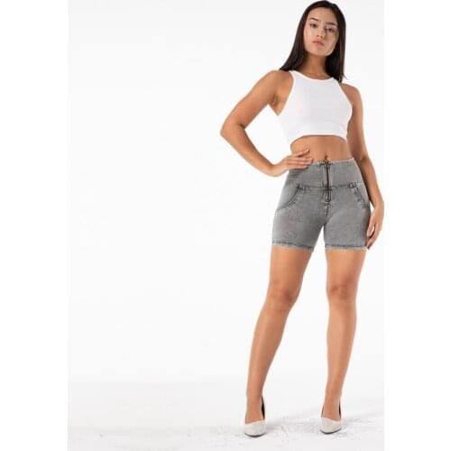 Shascullfites Melody High Waisted Jean Shorts Denim Gray Shorts Women Stretch Gym And Shaping Jeans Short