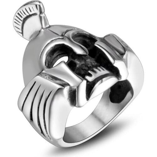 Soldier Helmet Skull Ring Fine Polish Never Fade Stainless Steel Vintage Ring for Men Titanium Steel Jewelry Drop Shipping