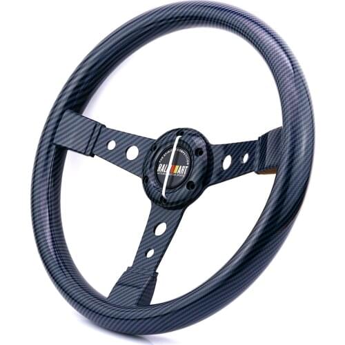 14inch/350mm ralliart Black Carbon Fiber Look Drift Sport Steering Wheel