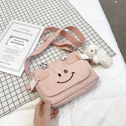 Summer New Fashion Small Nylon Bag Women Smile Face Embroidery Crossbody Bags For Women Shoulder Bag Girls Messenger Bag Bolsa