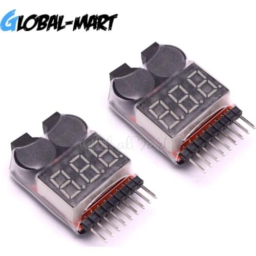 1-8S LED Lipo Voltage Indicator Checker Tester Low Voltage Buzzer Alarm for Helicopter Airplane Multirotor RC Racing Drone