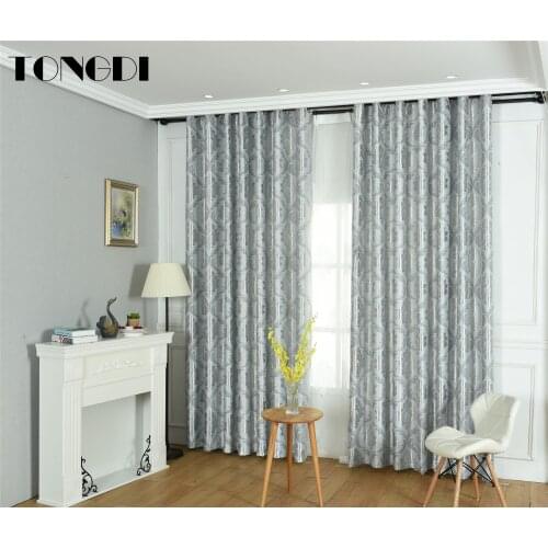TONGDI Blackout Curtain Modern Leaves Floral Thickened Elegant High-grade Decoration For Home Parlour Room Bedroom Living Room