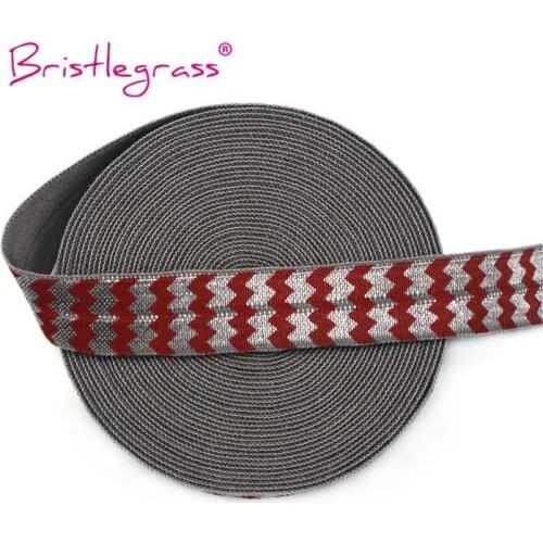BRISTLEGRASS 5 Yard 5/8" 15mm Chevron Print Foldover Elastic FOE Spandex Satin Band Hair Tie Headband Tutu Dress DIY Sewing Trim