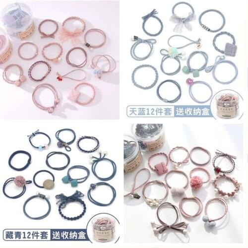 Korean Style All Matched Hair Band 12pcs/box Hair Rope High Elastic Hair Rings Hair Accessories Rubber Headpiece Girl Gifts