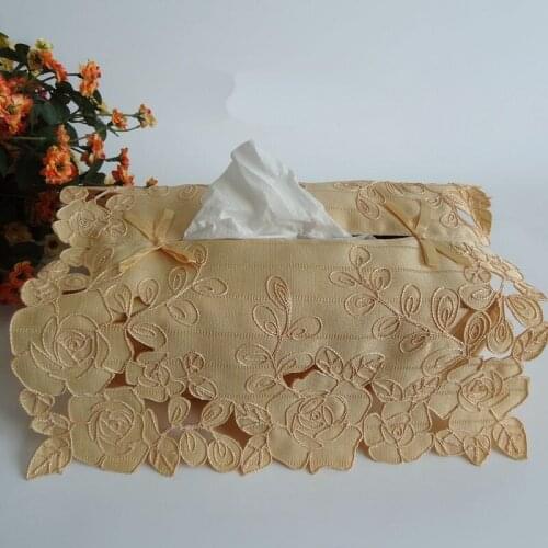 Orange roses High-end luxury embroidery cloth art European style Paper towel set Take paper towel set 24*12*8cm