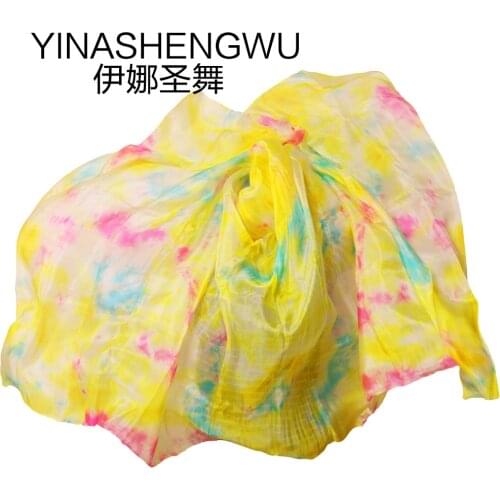 Veils Women Newest Pure Silk Belly Dance Veils Belly Dance Scarf Silk Veils Practice Stage Performance Color mixing