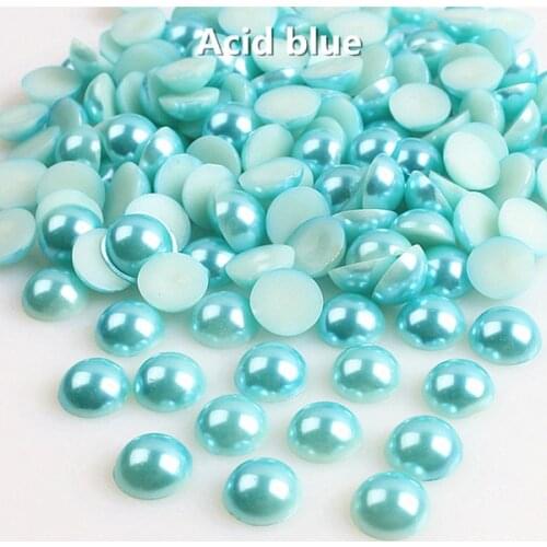 1.5-12mm Acid blue half round flatback ABS pearl beads for diy scrapbooking,HR015