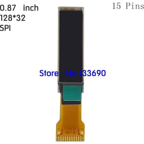 1PCS 3.3v 0.87 inch blue 128x32 128*32 OLED display screen SPI serial port 15pin Interface ssd1316 driver