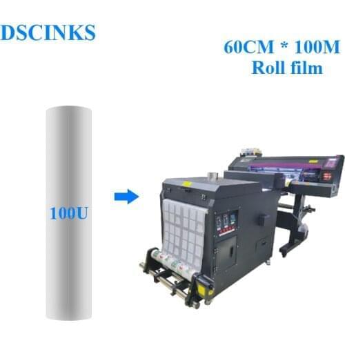 100U thickness 60cm*100m Roll PET film Single Sided transparent Adhesive Film transfer DTF Film printing direct transfer film