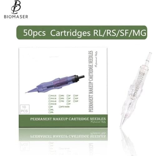 Biomaser 50Pcs Screw Cartridges Needles Permanent Makeup Machine Professional Needles for Specify Machine 1R,2R,3RL,5RL 3RS