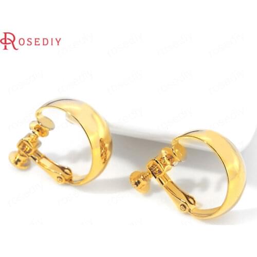 C892)6 pieces 22x18mm 24K Gold Color Brass Round Earring Clip High Quality Diy Jewelry Findings Accessories