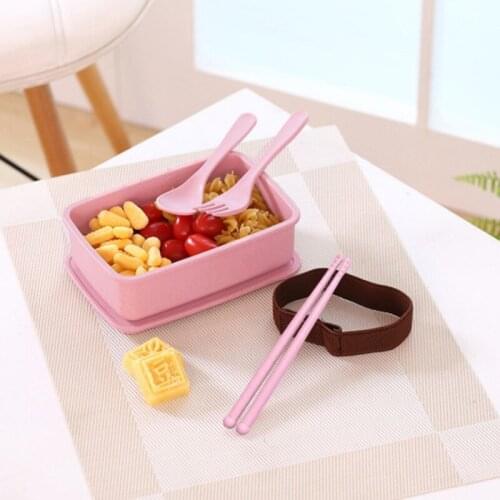 600ML Bamboo Lunch Box Set Bento Box Kawaii Baby Lunch Box For Kids School Children Food Container Set With Spoon Fork Chopstick