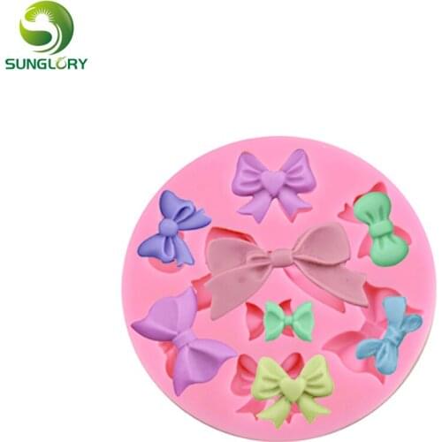 8 x Bowknots Silicone Cake Mold Cupcake Moldes De Silicona Bow-tie Fondant Mold Baking Silicon Gum Paste Sugar Mould Cake Tools