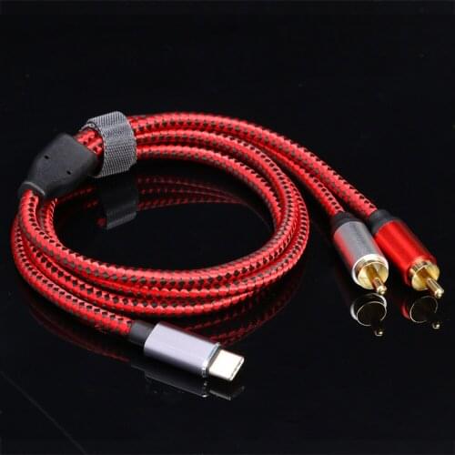 USB C RCA Audio Cable USB Type C Male to 2 RCA Male Audio Cable Adapter Cord for Sumsung Xiaomi Huawei Tablet Speaker Amplifier