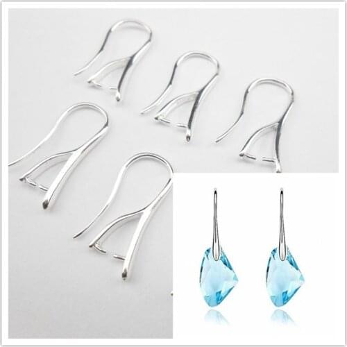 More choice wholesale silver earrings jewelry accessories DIY crafts cufflinks earrings hook crystal cubic zirconi