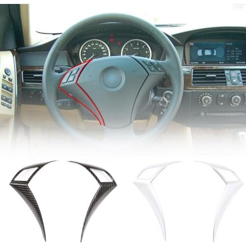 80% Hot Sell 2Pcs Steering Wheel Cover Wear Resistance Self-adhesive ABS Anti-scratch Steering Wheel Trim for BMW 5 Series E60 E