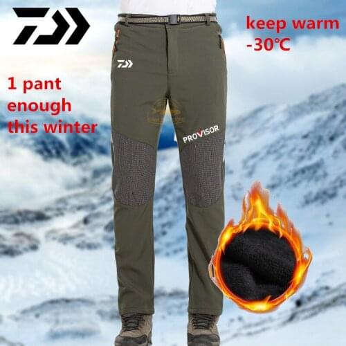 Daiwa Plus Size Winter Softshell Fleece Outdoor Fishing Pants Trekking Fish Camp Climb Hiking Ski Warm Travel Trousers Clothes