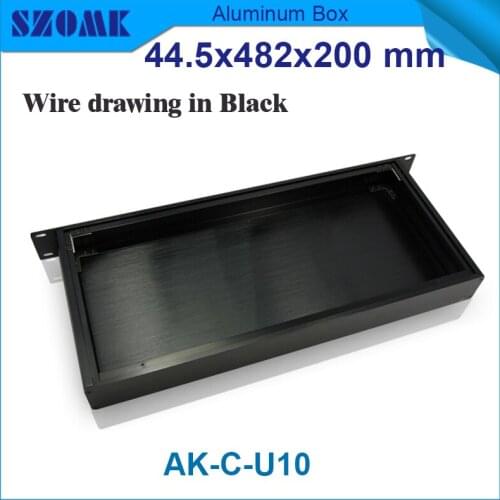 Electronic project box 44.5(H)x482(W)x200(L) mm extruded aluminum enclosures Black high quality and cheap cost aluminum case