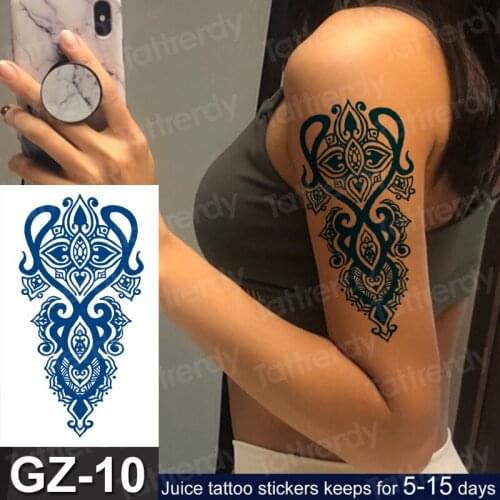 Geometric Lace Fashion Women Temporary Tattoo Sticker Mandala Rose Flower Sleeve Arm Body Art Fake Tattoo Juice Ink Long Lasting