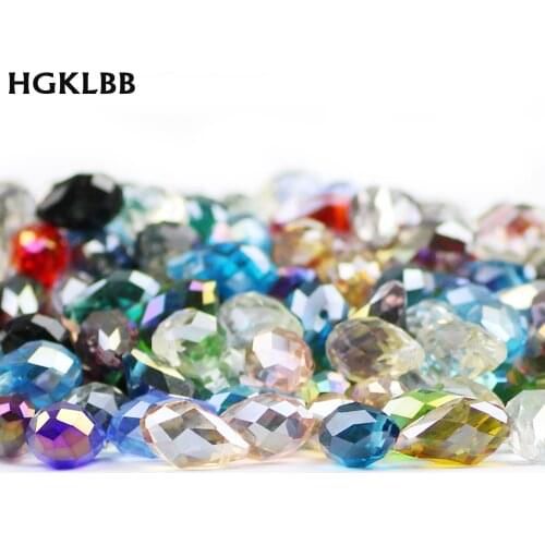 HGKLBB 30pcs Briolette Pendant Austrian crystal beads 8*13mm Teardrop Spacer glass loose beads for jewelry making bracelet DIY