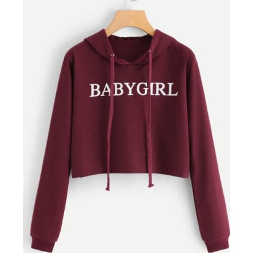 Fashion Letter Hoodies Sweatshirts Women Girls Casual Long Sleeve Short Hooded Sweatshirt Harajuku Top Blouse Hoody Sudaderas