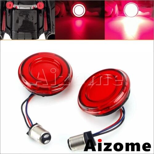 Motorcycle LED Turn Signal 1157 Indicator Light W/ 2inch Bullet Lens Cover For Harley Touring Road King Street Electra Tri Glide