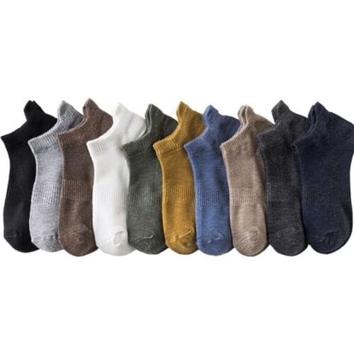 Men Cotton Short Socks Fashion Breathable Mesh Men Comfortable Solid Color Casual Ankle Sock Male Street Fashion