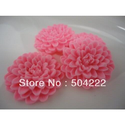Set of 50pcs Large Pink Chrysanthemum Flower Resin Cabochons 33mm Cell phone decor, hair accessory supply, embellishment, DIY